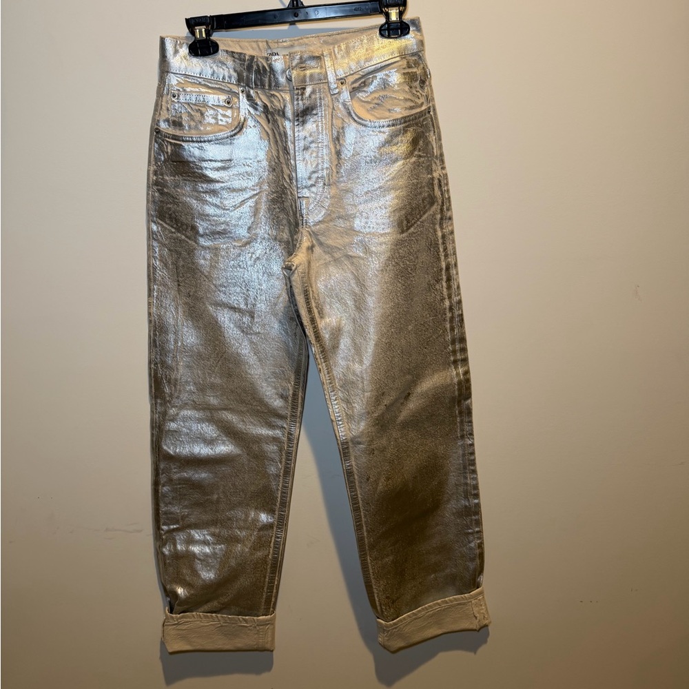 Zara Shimmering Silver Jeans